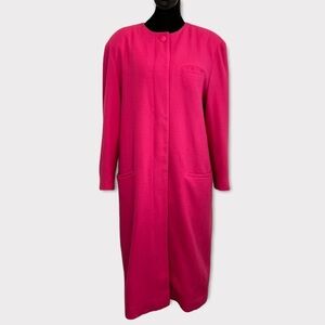 Evan Picone Union Made 100% Worsted Wool Long Pink Trench Coat